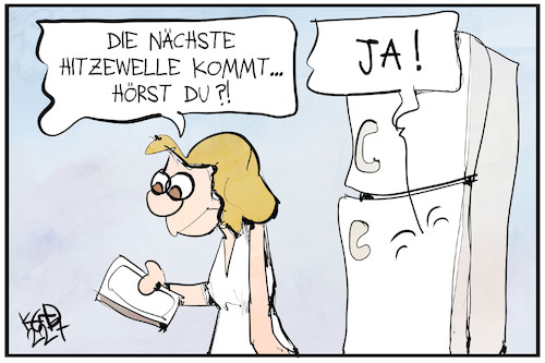 Cartoon: Die Hitzewelle steht bevor (medium) by Kostas Koufogiorgos tagged kostas,koufogiorgos,karikatur,hitze,sommer,kühlschrank,frau,hitzewelle,kostas,koufogiorgos,karikatur,hitze,sommer,kühlschrank,frau,hitzewelle