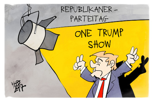 Cartoon: Die One-Trump-Show (medium) by Kostas Koufogiorgos tagged karikatur,koufogiorgos,trump,show,rampenlicht,usa,republikaner,karikatur,koufogiorgos,trump,show,rampenlicht,usa,republikaner