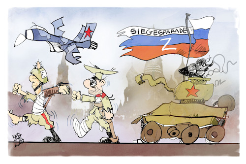Cartoon: Die Siegesparade (medium) by Kostas Koufogiorgos tagged karikatur,koufogiorgos,sieg,parade,russland,krieg,armee,militär,karikatur,koufogiorgos,sieg,parade,russland,krieg,armee,militär