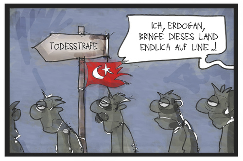 Cartoon: Die Türkei auf Linie (medium) by Kostas Koufogiorgos tagged karikatur,koufogiorgos,illustration,cartoon,erdogan,tuerkei,todesstrafe,reihe,linie,putsch,strafe,präsident,verurteilung,politik,karikatur,koufogiorgos,illustration,cartoon,erdogan,tuerkei,todesstrafe,reihe,linie,putsch,strafe,präsident,verurteilung,politik