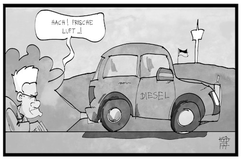 Cartoon: Diesel-Fahrverbote (medium) by Kostas Koufogiorgos tagged karikatur,koufogiorgos,illustration,cartoon,diesel,fahrverbot,luft,kretschmann,stickoxid,abgas,dieselgate,stuttgart,baden,wuerttemberg,karikatur,koufogiorgos,illustration,cartoon,diesel,fahrverbot,luft,kretschmann,stickoxid,abgas,dieselgate,stuttgart,baden,wuerttemberg