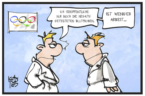 Cartoon: Doping (medium) by Kostas Koufogiorgos tagged karikatur,koufogiorgos,illustration,cartoon,olympia,olympische,spiele,doping,betrug,arzt,medizin,blutprobe,positiv,negativ,test,labor,leistungssport,karikatur,koufogiorgos,illustration,cartoon,olympia,olympische,spiele,doping,betrug,arzt,medizin,blutprobe,positiv,negativ,test,labor,leistungssport