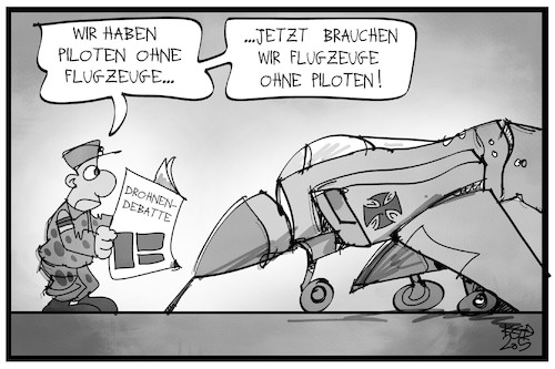 Cartoon: Drohnen-Debatte (medium) by Kostas Koufogiorgos tagged karikatur,koufogiorgos,illustration,cartoon,drohne,bundeswehr,soldat,luftwaffe,flugzeug,rüstungsmängel,debatte,anhoerung,militär,verteidigung,karikatur,koufogiorgos,illustration,cartoon,drohne,bundeswehr,soldat,luftwaffe,flugzeug,rüstungsmängel,debatte,anhoerung,militär,verteidigung