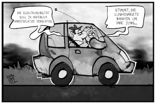 Cartoon: E-Mobilität (medium) by Kostas Koufogiorgos tagged karikatur,koufogiorgos,cartoon,illustration,elektromobilität,job,arzt,umwelt,arbeitsplatz,auto,karikatur,koufogiorgos,cartoon,illustration,elektromobilität,job,arzt,umwelt,arbeitsplatz,auto