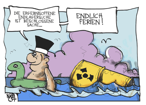 Cartoon: Endlagersuche (medium) by Kostas Koufogiorgos tagged bundesrat,endlager,atommüll,sommerpause,politik,gorleben,umwelt,akw,karikatur,koufogiorgos,bundesrat,endlager,atommüll,sommerpause,politik,gorleben,umwelt,akw,karikatur,koufogiorgos