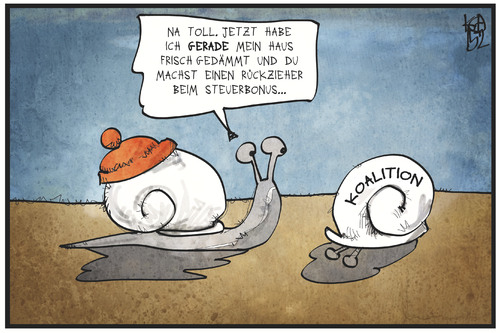 Cartoon: Energetische Dämmung (medium) by Kostas Koufogiorgos tagged karikatur,koufogiorgos,illustration,cartoon,haus,dämmung,isolierung,energie,klima,effizienz,koalition,schnecke,schneckenhaus,steuer,bonus,politik,rückzieher,karikatur,koufogiorgos,illustration,cartoon,haus,dämmung,isolierung,energie,klima,effizienz,koalition,schnecke,schneckenhaus,steuer,bonus,politik,rückzieher