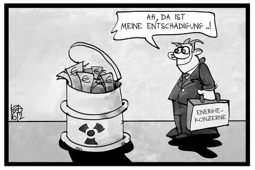 Cartoon: Energiekonzerne (medium) by Kostas Koufogiorgos tagged karikatur,koufogiorgos,illustration,cartoon,energiekonzerne,entschädigung,geld,akw,atomenergie,nuklear,atommüll,fass,tonne,urteil,verfassungsgericht,karikatur,koufogiorgos,illustration,cartoon,energiekonzerne,entschädigung,geld,akw,atomenergie,nuklear,atommüll,fass,tonne,urteil,verfassungsgericht