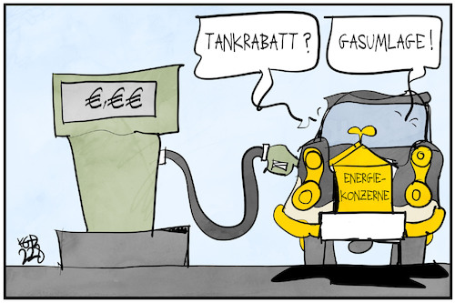 Cartoon: Energiekonzerne (medium) by Kostas Koufogiorgos tagged karikatur,koufogiorgos,gas,gaskonzern,tankrabatt,gasumlage,gewinn,zapfsäule,karikatur,koufogiorgos,gas,gaskonzern,tankrabatt,gasumlage,gewinn,zapfsäule