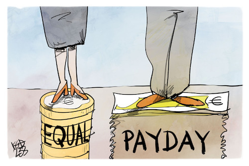 Cartoon: Equal Pay Day (medium) by Kostas Koufogiorgos tagged karikatur,koufogiorgos,equal,pay,day,mann,frau,gleichberechtigung,lohn,gehalt,karikatur,koufogiorgos,equal,pay,day,mann,frau,gleichberechtigung,lohn,gehalt