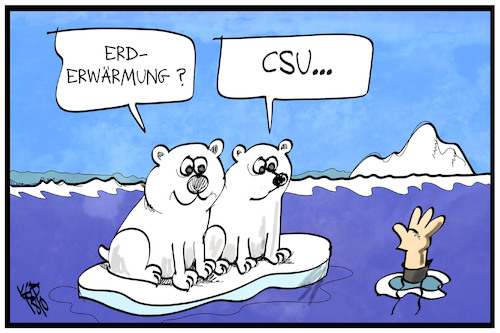 Cartoon: Erderwärmung (medium) by Kostas Koufogiorgos tagged karikatur,koufogiorgos,illustration,cartoon,erderwärmung,klima,weltklimarat,csu,söder,umfrage,bayern,wahl,politik,umwelt,eisbär,ertrinken,meeresspiegel,karikatur,koufogiorgos,illustration,cartoon,erderwärmung,klima,weltklimarat,csu,söder,umfrage,bayern,wahl,politik,umwelt,eisbär,ertrinken,meeresspiegel