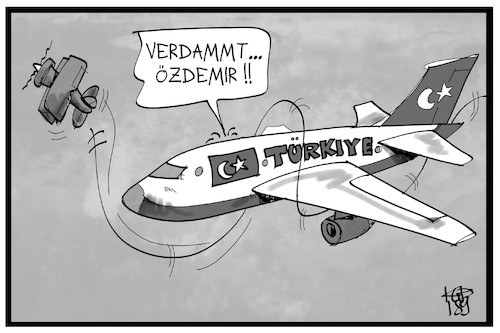 Cartoon: Erdogan und Özdemir (medium) by Kostas Koufogiorgos tagged karikatur,koufogiorgos,illustration,cartoon,özdemir,politik,erdogan,staatsbesuch,flugzeug,provokation,tuerkei,karikatur,koufogiorgos,illustration,cartoon,özdemir,politik,erdogan,staatsbesuch,flugzeug,provokation,tuerkei