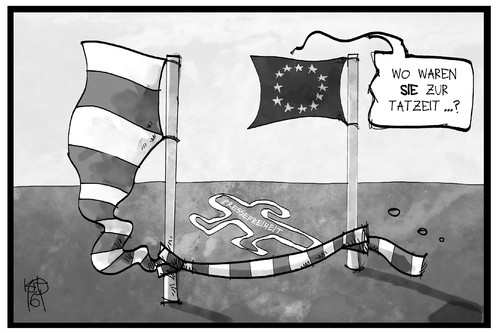 Cartoon: Ermittlung gegen Polen (medium) by Kostas Koufogiorgos tagged karikatur,koufogiorgos,illustration,cartoon,polen,eu,europa,kommission,verfahren,ermittlung,alibi,mord,pressefreiheit,tatort,fahne,flagge,flatterband,absperrung,mediengesetz,karikatur,koufogiorgos,illustration,cartoon,polen,eu,europa,kommission,verfahren,ermittlung,alibi,mord,pressefreiheit,tatort,fahne,flagge,flatterband,absperrung,mediengesetz