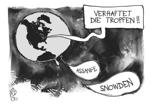 Cartoon: Es tropft... (medium) by Kostas Koufogiorgos tagged leaks,wikileaks,assange,snowden,whistleblower,usa,agent,nsa,prism,karikatur,koufogiorgos,leaks,wikileaks,assange,snowden,whistleblower,usa,agent,nsa,prism,karikatur,koufogiorgos