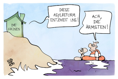 Cartoon: EU-Asylreform (medium) by Kostas Koufogiorgos tagged karikatur,koufogiorgos,eu,asylreform,gruene,streit,spaltung,flüchtling,migration,karikatur,koufogiorgos,eu,asylreform,gruene,streit,spaltung,flüchtling,migration