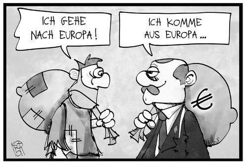 Cartoon: EU-Türkei-Gipfel (medium) by Kostas Koufogiorgos tagged karikatur,koufogiorgos,illustration,cartoon,eu,europa,türkei,flüchtling,sack,geld,euro,erdogan,gipfel,deal,syrien,karikatur,koufogiorgos,illustration,cartoon,eu,europa,türkei,flüchtling,sack,geld,euro,erdogan,gipfel,deal,syrien