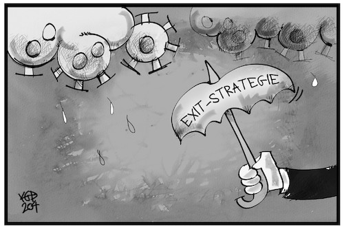 Cartoon: Exit-Strategie (medium) by Kostas Koufogiorgos tagged karikatur,koufogiorgos,illustration,cartoon,exit,strategie,corona,virus,pandemie,schirm,regen,wolken,wirtschaft,schutz,karikatur,koufogiorgos,illustration,cartoon,exit,strategie,corona,virus,pandemie,schirm,regen,wolken,wirtschaft,schutz