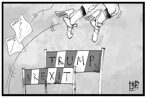 Cartoon: Exportrekord (medium) by Kostas Koufogiorgos tagged karikatur,koufogiorgos,illustration,cartoon,export,rekord,wirtschaft,trump,brexit,huerde,exportweltmeister,sprint,fluegel,laeufer,karikatur,koufogiorgos,illustration,cartoon,export,rekord,wirtschaft,trump,brexit,huerde,exportweltmeister,sprint,fluegel,laeufer