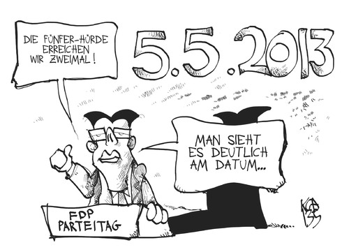 Cartoon: FDP-Parteitag (medium) by Kostas Koufogiorgos tagged fdp,parteitag,prozent,wahl,rösler,karikatur,koufogiorgos,fdp,parteitag,prozent,wahl,rösler,karikatur,koufogiorgos