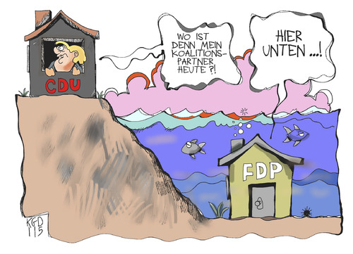 Cartoon: FDP (medium) by Kostas Koufogiorgos tagged fdp,regierung,cdu,koalition,partner,umfrage,merkel,umfragetief,partei,parteitag,personal,rösler,westerwelle