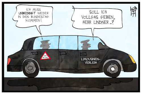 Cartoon: FDP (medium) by Kostas Koufogiorgos tagged karikatur,koufogiorgos,illustration,cartoon,fdp,lindner,limousine,mercedes,bundestag,plan,partei,liberale,karikatur,koufogiorgos,illustration,cartoon,fdp,lindner,limousine,mercedes,bundestag,plan,partei,liberale