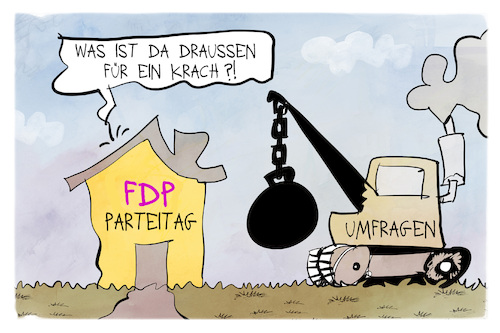 Cartoon: FDP (medium) by Kostas Koufogiorgos tagged karikatur,koufogiorgos,fdp,umfrage,abrissbirne,partei,karikatur,koufogiorgos,fdp,umfrage,abrissbirne,partei