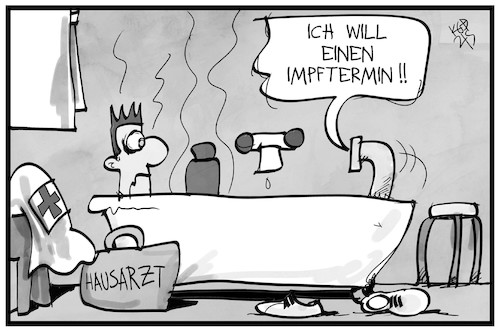 Cartoon: Feierabend beim Hausarzt (medium) by Kostas Koufogiorgos tagged karikatur,koufogiorgos,illustration,cartoon,impfdrängler,arzt,badewanne,feierabend,corona,pandemie,karikatur,koufogiorgos,illustration,cartoon,impfdrängler,arzt,badewanne,feierabend,corona,pandemie