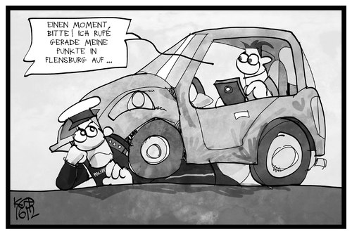 Cartoon: Flensburger Punkte (medium) by Kostas Koufogiorgos tagged karikatur,koufogiorgos,illustration,cartoon,flensburg,punkte,fahreignungsregister,kba,kraftfahrtbundesamt,polizist,autofahrer,online,smartphone,verkehr,sicherheit,karikatur,koufogiorgos,illustration,cartoon,flensburg,punkte,fahreignungsregister,kba,kraftfahrtbundesamt,polizist,autofahrer,online,smartphone,verkehr,sicherheit