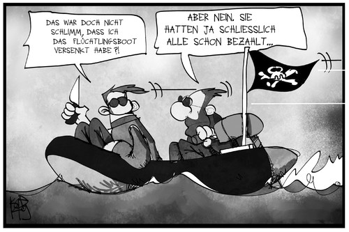 Cartoon: Flüchtlingsdrama (medium) by Kostas Koufogiorgos tagged karikatur,koufogiorgos,illustration,cartoon,flüchtlinge,schleppen,menschenhandel,boot,schiff,meer,sklaverei,kriminialität,piraten,einwanderung,migration,karikatur,koufogiorgos,illustration,cartoon,flüchtlinge,schleppen,menschenhandel,boot,schiff,meer,sklaverei,kriminialität,piraten,einwanderung,migration