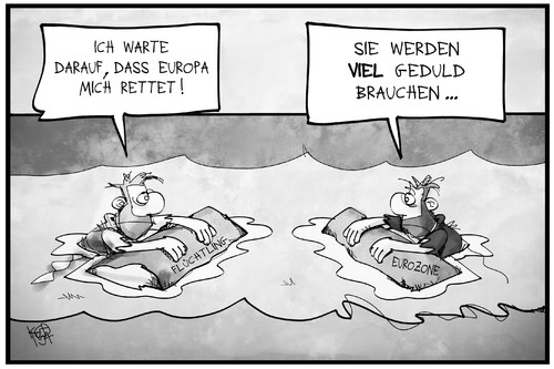 Cartoon: Flüchtlingspolitik (medium) by Kostas Koufogiorgos tagged karikatur,koufogiorgos,illustration,cartoon,flüchtling,politik,asyl,schiffbrüchiger,eurozone,wirtschaft,rettung,europa,wasser,meer,ertrinken,karikatur,koufogiorgos,illustration,cartoon,flüchtling,politik,asyl,schiffbrüchiger,eurozone,wirtschaft,rettung,europa,wasser,meer,ertrinken