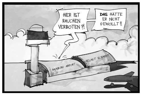 Cartoon: Flughafen Helmut Schmidt (medium) by Kostas Koufogiorgos tagged karikatur,koufogiorgos,illustration,cartoon,helmut,schmidt,flughafen,hamburg,rauchverbot,rauchen,karikatur,koufogiorgos,illustration,cartoon,helmut,schmidt,flughafen,hamburg,rauchverbot,rauchen