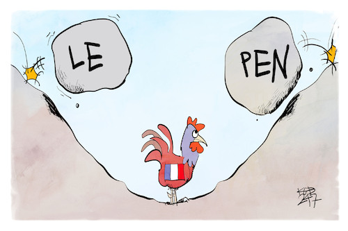 Cartoon: Frankreich (medium) by Kostas Koufogiorgos tagged karikatur,koufogiorgos,frankreich,le,pen,hahn,gallisch,rn,fels,karikatur,koufogiorgos,frankreich,le,pen,hahn,gallisch,rn,fels