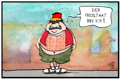 Cartoon: Freistaat Sachsen (medium) by Kostas Koufogiorgos tagged karikatur,koufogiorgos,illustration,cartoon,pegidist,pegida,sachsen,freistaat,zitat,historisch,pegizei,pressefreiheit,karikatur,koufogiorgos,illustration,cartoon,pegidist,pegida,sachsen,freistaat,zitat,historisch,pegizei,pressefreiheit