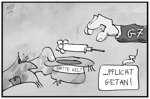 Cartoon: G7-Spende (medium) by Kostas Koufogiorgos tagged karikatur,koufogiorgos,illustration,cartoon,g7,spende,spritze,impfdosen,corona,impfstoff,karikatur,koufogiorgos,illustration,cartoon,g7,spende,spritze,impfdosen,corona,impfstoff