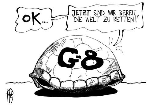 Cartoon: G8-Gipfel (medium) by Kostas Koufogiorgos tagged g8,deauville,regierungsschefs,welt,schildkröte