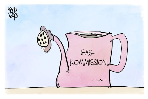 Cartoon: Gaskommission (medium) by Kostas Koufogiorgos tagged koufogiorgos,karikatur,gaskommission,gießkanne,energie,kosten,geld,entlastung,koufogiorgos,karikatur,gaskommission,gießkanne,energie,kosten,geld,entlastung