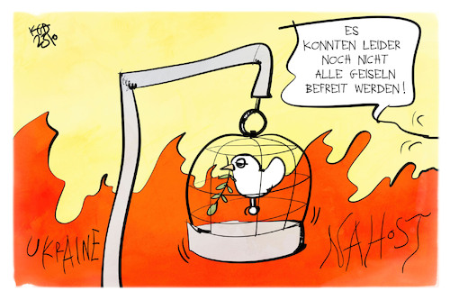 Cartoon: Geiselnahme in Nahost (medium) by Kostas Koufogiorgos tagged karikatur,koufogiorgos,gaza,friedenstaube,geisel,krieg,israel,nahost,karikatur,koufogiorgos,gaza,friedenstaube,geisel,krieg,israel,nahost
