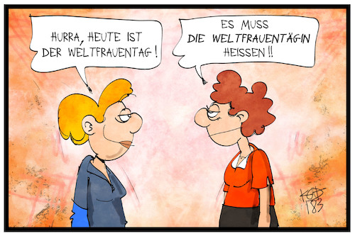 Cartoon: Gendergerechter Weltfrauentag (medium) by Kostas Koufogiorgos tagged karikatur,koufogiorgos,illustration,cartoon,weltfrauentag,gender,gleichberechtigung,sprache,sexus,frau,weiblich,gesellschaft,karikatur,koufogiorgos,illustration,cartoon,weltfrauentag,gender,gleichberechtigung,sprache,sexus,frau,weiblich,gesellschaft