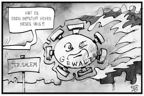 Cartoon: Gewalt-Virus (medium) by Kostas Koufogiorgos tagged karikatur,koufogiorgos,illustration,cartoon,gewalt,virus,jerusalem,nahost,krieg,konflikt,karikatur,koufogiorgos,illustration,cartoon,gewalt,virus,jerusalem,nahost,krieg,konflikt