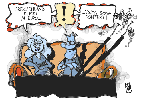 Cartoon: Griechenland (medium) by Kostas Koufogiorgos tagged griechenland,euro,schulden,krise,esc,eurovision,finale,austritt,eurozone,wirtschaft,karikatur,kostas,koufogiorgos,griechenland,euro,schulden,krise,esc,eurovision song contest,baku,eurovision,song,contest