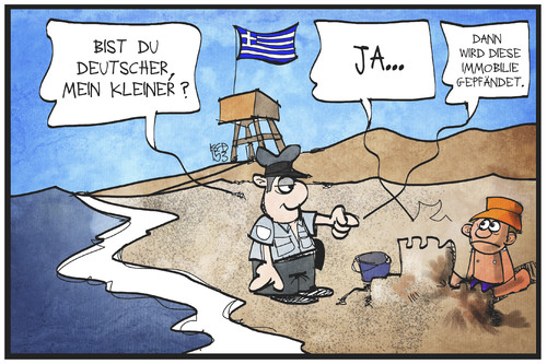 Cartoon: Griechenland (medium) by Kostas Koufogiorgos tagged karikatur,koufogiorgos,illustration,cartoon,griechenland,immobilien,sandburg,zoll,beamter,pfändung,politik,tourist,kind,strand,urlaub,strafe,karikatur,koufogiorgos,illustration,cartoon,griechenland,immobilien,sandburg,zoll,beamter,pfändung,politik,tourist,kind,strand,urlaub,strafe