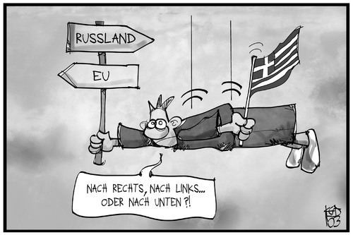 Cartoon: Griechenland (medium) by Kostas Koufogiorgos tagged karikatur,koufogiorgos,illustration,cartoon,griechenland,weg,wegweiser,eu,europa,russland,fall,sturz,absturz,krise,karikatur,koufogiorgos,illustration,cartoon,griechenland,weg,wegweiser,eu,europa,russland,fall,sturz,absturz,krise