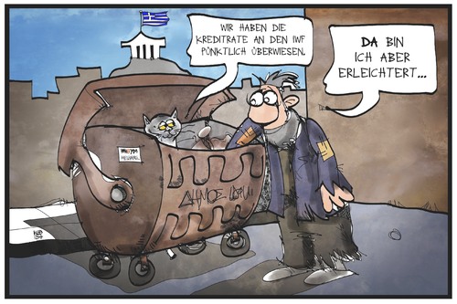 Cartoon: Griechenland (medium) by Kostas Koufogiorgos tagged karikatur,koufogiorgos,illustration,cartoon,griechenland,geld,schulden,kredit,rate,iwf,müll,armut,politik,karikatur,koufogiorgos,illustration,cartoon,griechenland,geld,schulden,kredit,rate,iwf,müll,armut,politik