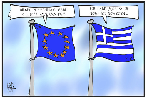 Cartoon: Griechenland und Europa (medium) by Kostas Koufogiorgos tagged karikatur,koufogiorgos,illustration,cartoon,griechenland,europa,fahne,flagge,referendum,politik,karikatur,koufogiorgos,illustration,cartoon,griechenland,europa,fahne,flagge,referendum,politik