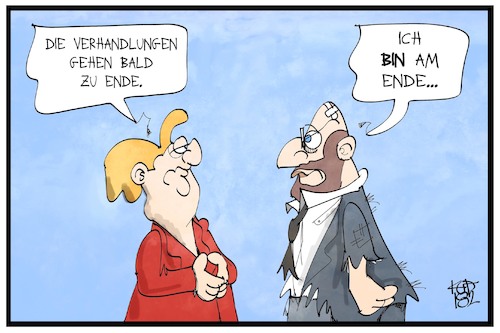 Cartoon: Groko-Anfang vom Ende (medium) by Kostas Koufogiorgos tagged karikatur,koufogiorgos,illustration,cartoon,groko,merkel,schulz,regierungsbildung,koalition,politik,demokratie,ende,karikatur,koufogiorgos,illustration,cartoon,groko,merkel,schulz,regierungsbildung,koalition,politik,demokratie,ende