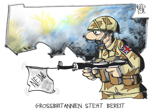 Cartoon: Großbritannien steht breit (medium) by Kostas Koufogiorgos tagged syrien,großbritannien,uk,soldat,militär,army,assad,einsatz,krieg,konflikt,karikatur,koufogiorgos,syrien,großbritannien,uk,soldat,militär,army,assad,einsatz,krieg,konflikt,karikatur,koufogiorgos