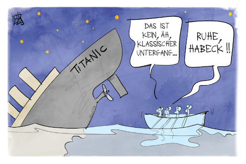 Cartoon: Habecks Titanic (medium) by Kostas Koufogiorgos tagged karikatur,koufogiorgos,habeck,titanic,schiff,untergang,rettung,karikatur,koufogiorgos,habeck,titanic,schiff,untergang,rettung