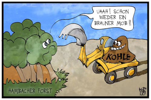 Cartoon: Hambacher Forst (medium) by Kostas Koufogiorgos tagged karikatur,koufogiorgos,illustration,cartoon,rwe,hambacher,forst,baum,rodung,besetzung,braunkohle,energie,mob,braun,kohleabbau,wirtschaft,umwelt,karikatur,koufogiorgos,illustration,cartoon,rwe,hambacher,forst,baum,rodung,besetzung,braunkohle,energie,mob,braun,kohleabbau,wirtschaft,umwelt