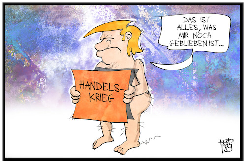 Cartoon: Handelskrieg (medium) by Kostas Koufogiorgos tagged karikatur,koufogiorgos,cartoon,illustration,trump,china,handelskrieg,strafzoll,usa,wirtschaft,nackt,karikatur,koufogiorgos,cartoon,illustration,trump,china,handelskrieg,strafzoll,usa,wirtschaft,nackt