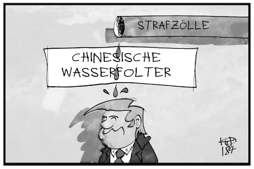 Cartoon: Handelsstreit USA-China (medium) by Kostas Koufogiorgos tagged karikatur,koufogiorgos,illustration,cartoon,trump,usa,china,wirtschaft,wasser,folter,zoll,strafzoll,karikatur,koufogiorgos,illustration,cartoon,trump,usa,china,wirtschaft,wasser,folter,zoll,strafzoll