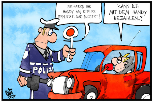 Cartoon: Handy Bezahldienst (medium) by Kostas Koufogiorgos tagged karikatur,koufogiorgos,illustration,cartoon,handy,smartphone,bezahldienst,apple,pay,polizei,kontrolle,verkehr,bussgeld,karikatur,koufogiorgos,illustration,cartoon,handy,smartphone,bezahldienst,apple,pay,polizei,kontrolle,verkehr,bussgeld